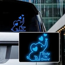 High Intensity Reflective Baby on Board Car Decal Cartoon Cute Elephant Kids on