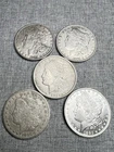 Lot Of 5 Morgan Silver Dollars  F, VF, XF, AU, 1883-O, 1886-O, (2)1889, 1921