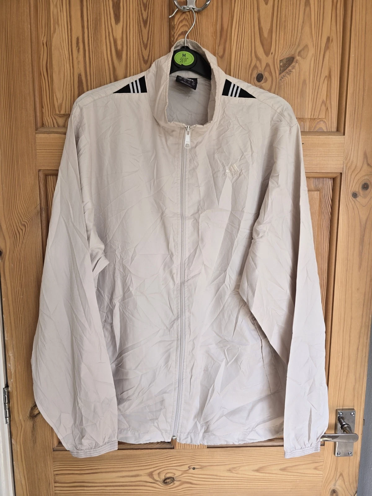 Mens Vintage 00s Y2K Adidas Beige Lightweight Windbreaker Size M Jacket