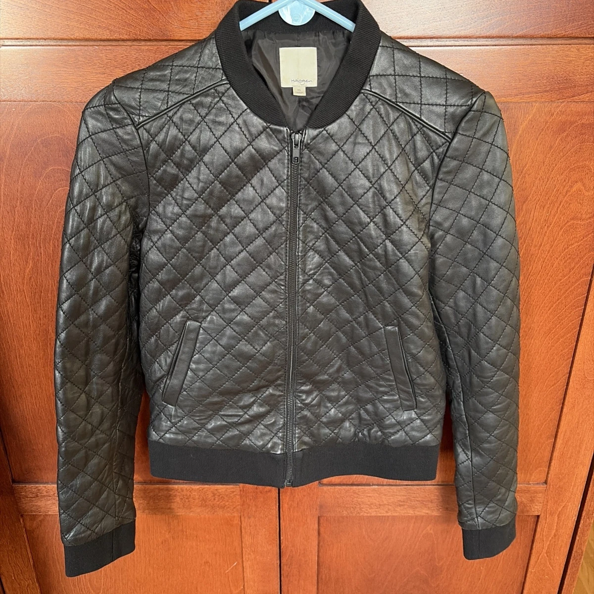 Veste Moto En Simili-cuir Matelassée Halogen - Taille Petite Small (PS) - Noire - Occasion Très Bon état