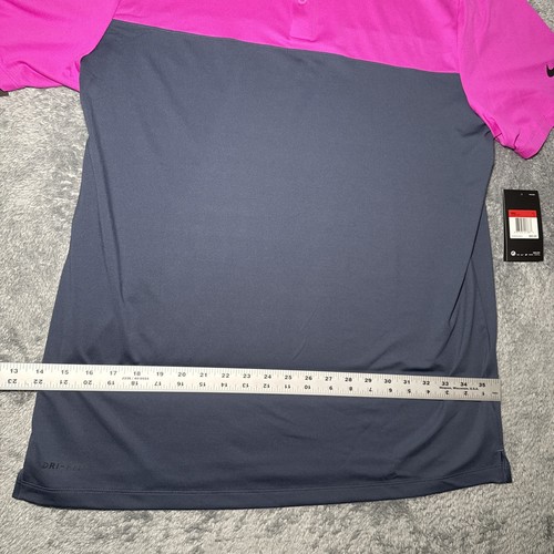 NWT Nike Golf Men’s Dri Fit Short Sleeve Golf Shirt Pink/Grey SZ L Hendricks Gin - Picture 5 of 19