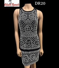 NWT Sleeveless Formal Xscape Black with White & Silver Beaded Dress Size 8