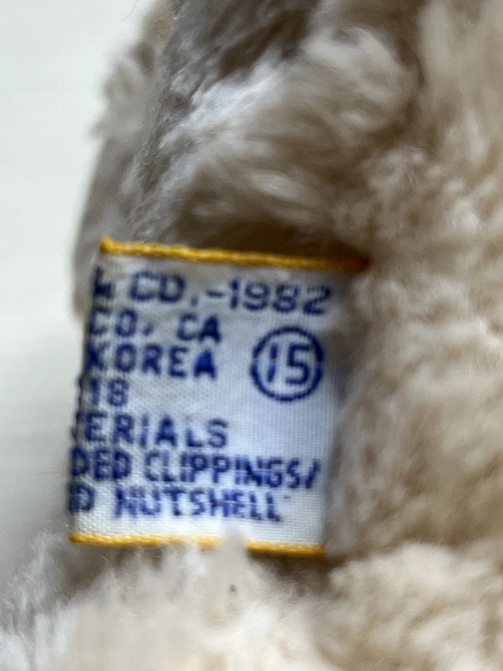 Vintage 1988 Kinder Gund Gray Bunny Rabbit  Soft Plush Animal With Rattle7” - Image 4 of 4