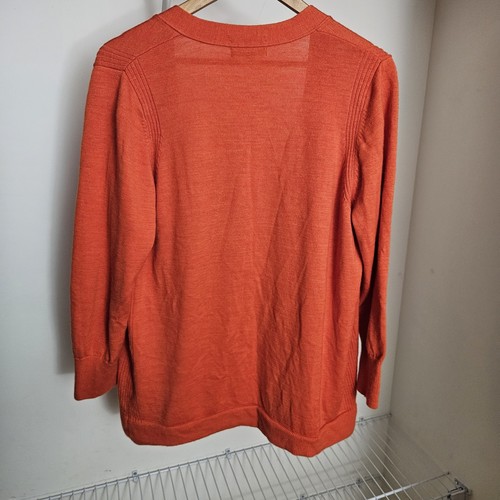 Lands' End Damen XL 100% Merinowolle Strick Button Down Cardigan Pullover Orange - Bild 4 von 8