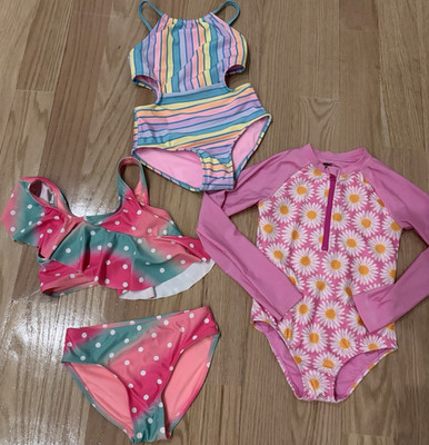 Cat & Jack Epic Threads #GIRLSQUAD Girls Swimwear Lot 3 Piece Pink XS 4/5 5
