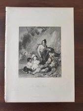 ANTIQUE ORIGINAL B/W ENGR.-FINDEN'S TABLEAUX -THE STOLEN CHILD-1846