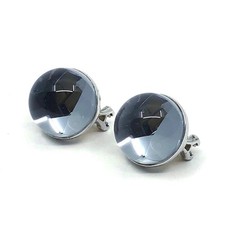 Baccarat Crystal SV925 Glass Circular 1.5cm Dia Silver Tone Studs Earrings