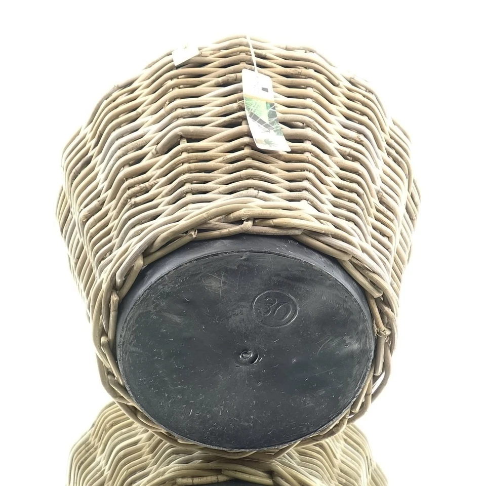 VAN DER LEEDEN DRYPOT® Rattan Pflanzkübel Grau Ø 43 cm - Sylter Körbe - Bild 2 von 3