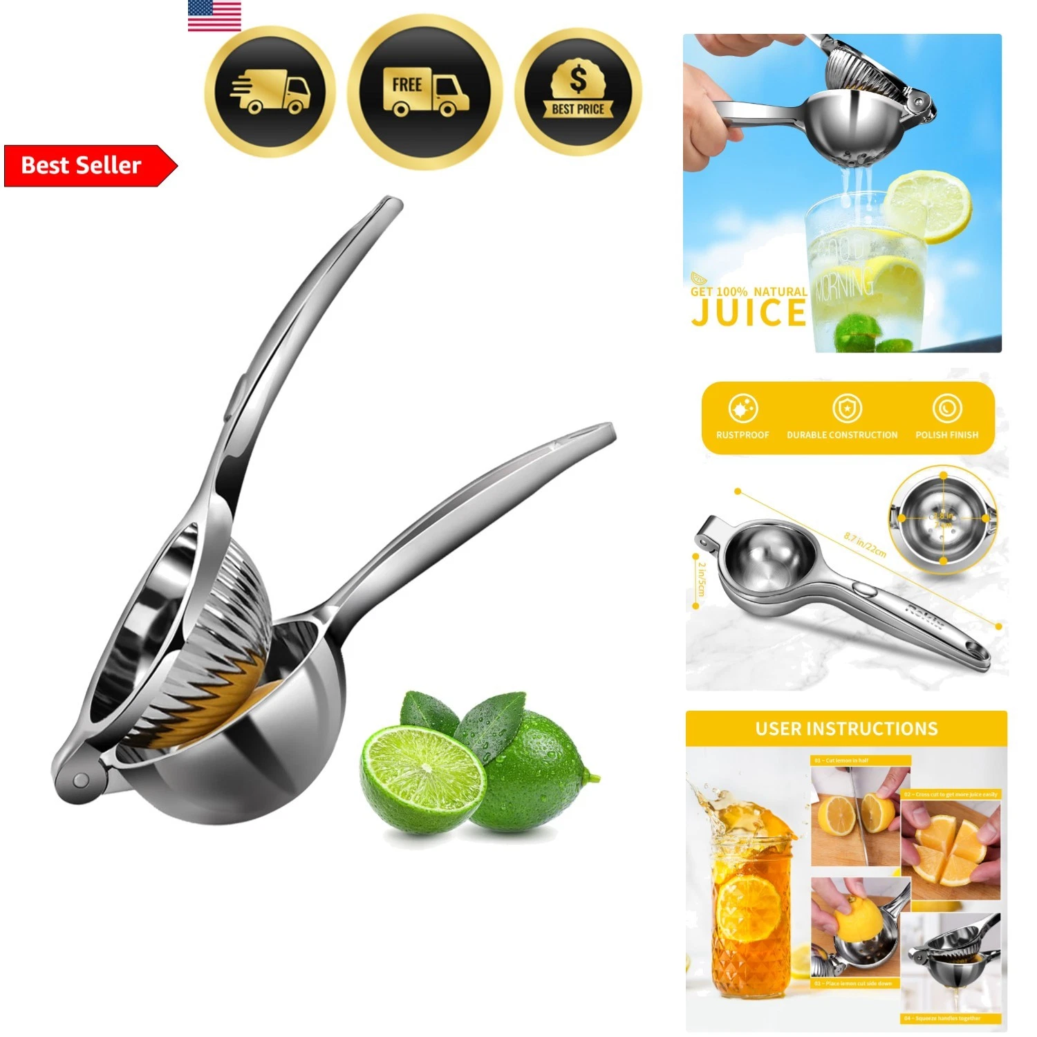 Lemon Squeezer Citrus Juicer Hand Press Lime Orange Juicer Kitchen Bar
Opens in a new window or tab