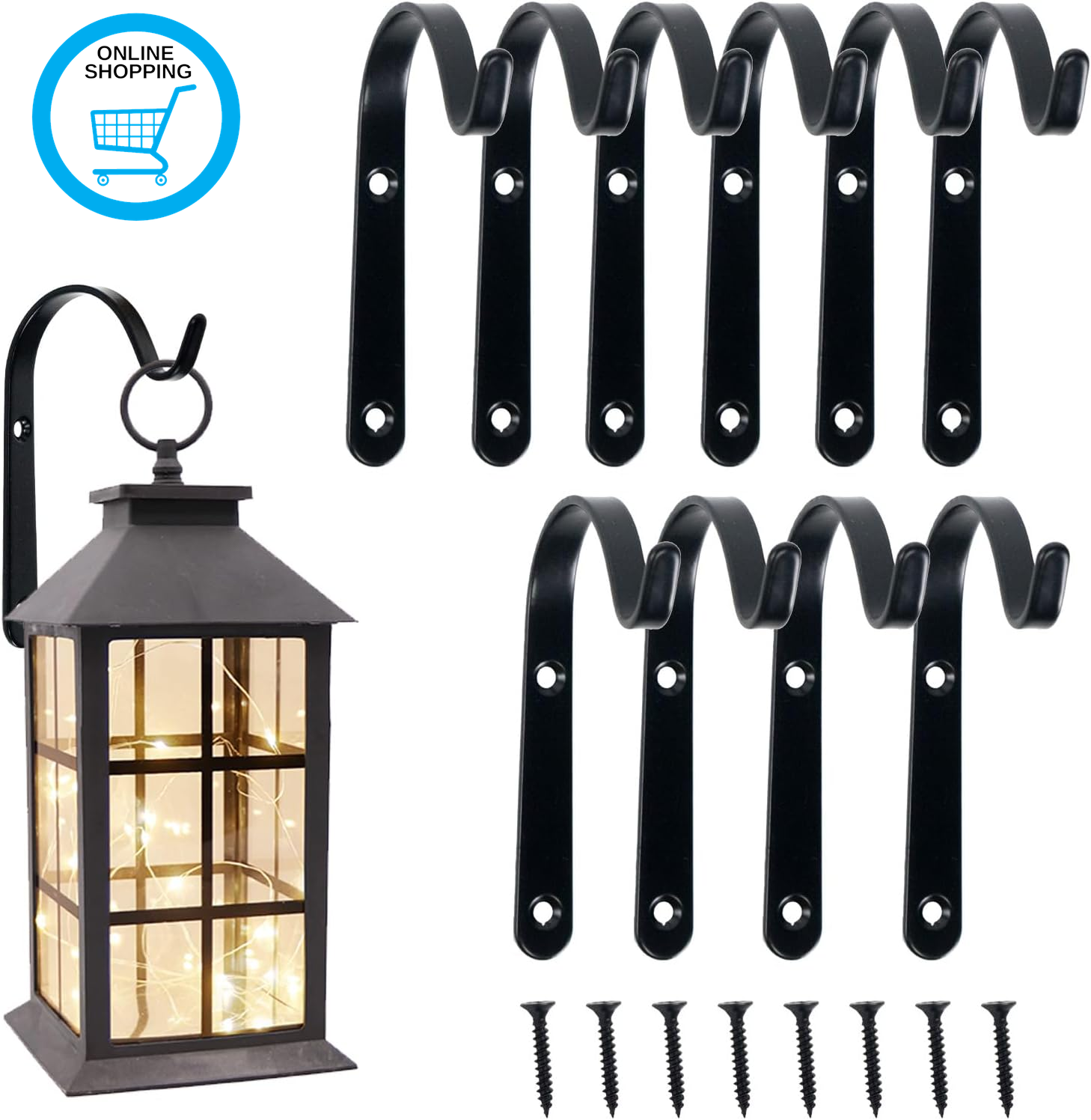 10PCS Hanging Basket Bracket Hooks Wall Plant Hangers Metal Iron Plant Holder Ga