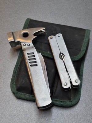 Stainless Steel Multi Tool Hammer & Folding Pliers Set w/ Carry Case