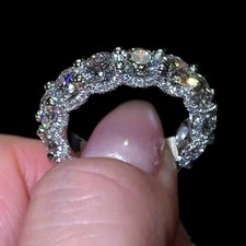 Full Eternity 5.00 mm Round Cut Moissanite Wedding Band Ring In 9ct White Gold