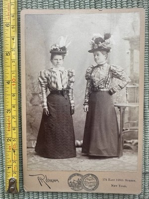 Victorian Era Cabinet Photograph Two Women Fashionable Dresses  (circa 1895 1900
