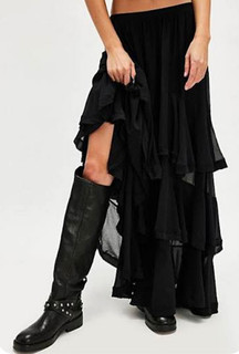 Free People CLEMENTINE Maxi Tiered skirt. Black Small