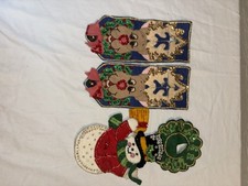 handcrafted Bucilla felt appliqu  Christmas door knob or handle hangers Lot Of 3