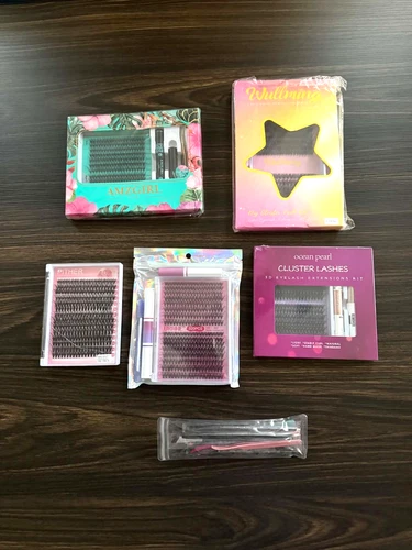 NEW DIY Lash Extension Bundle 5 Cluster Trays Bond Seal Glue Remover Applicator - product listing photo