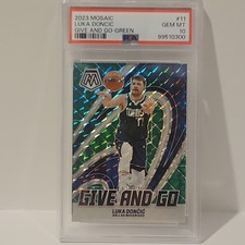 Panini Mosaic Luka Dončić Give and Go Green Prizm #11 PSA 10 Mavericks