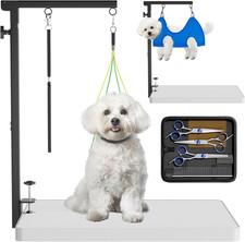 Foldable Dog Grooming Arm with Clamp - Adjustable Grooming Table Arm with No-Sit
