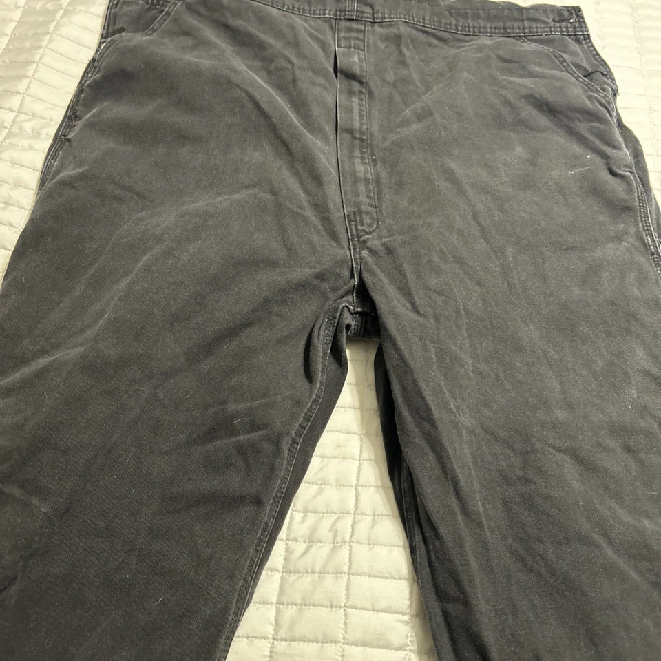 Dickies Bib Overalls Mens 40x32 Faded Black Canvas Carpenter Pants Work Trucker - Image 4 of 4