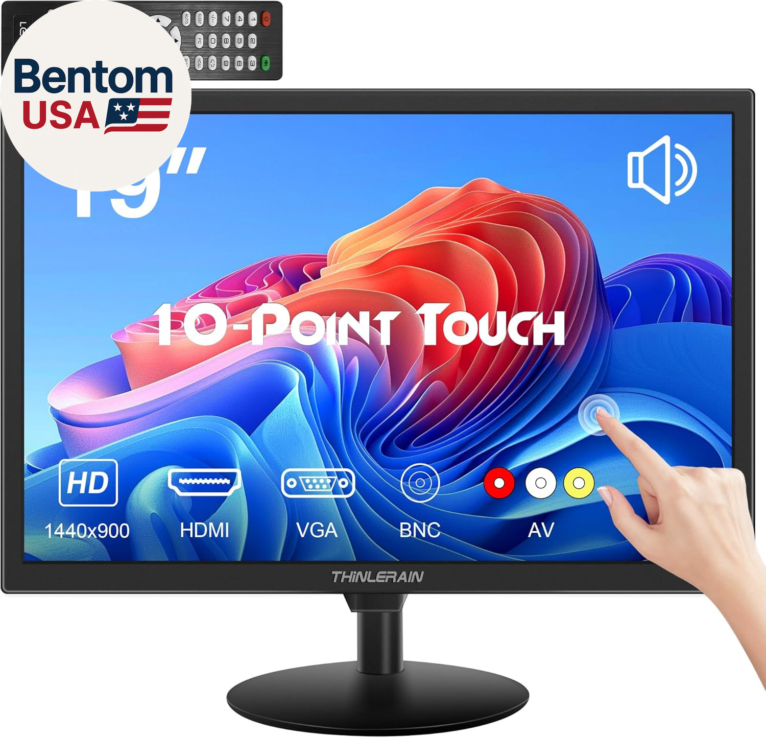 Touchscreen Monitor 19 Inch, 10-Point Multi Touch Screen Mon
