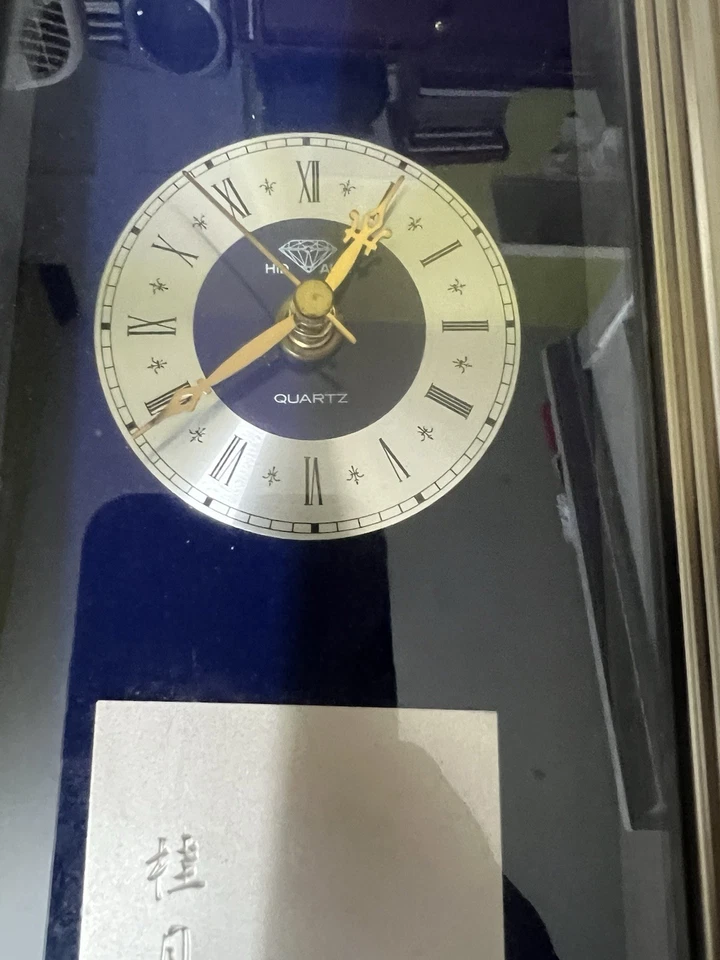 Hidaka Quartz Metal frame Clock metal Gold Silver engraved Flowers 18” Japan - Image 2 of 4