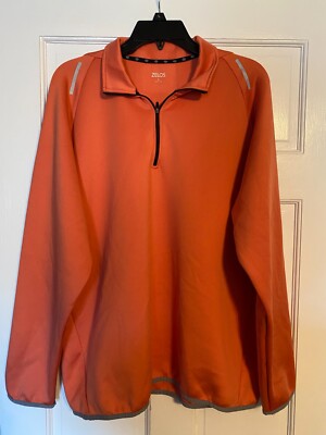 Zelos Pullover Men's Large Orange Rust 1/4 Zip Activewear Sweatshirt Long Sleeve