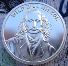 2 oz. WILD BILL HICKOK Lawman Wild West Series thick rounds .999 fine silver 91.81 per troy oz