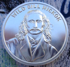 2 oz. WILD BILL HICKOK Lawman Wild West Series thick rounds .999 fine silver