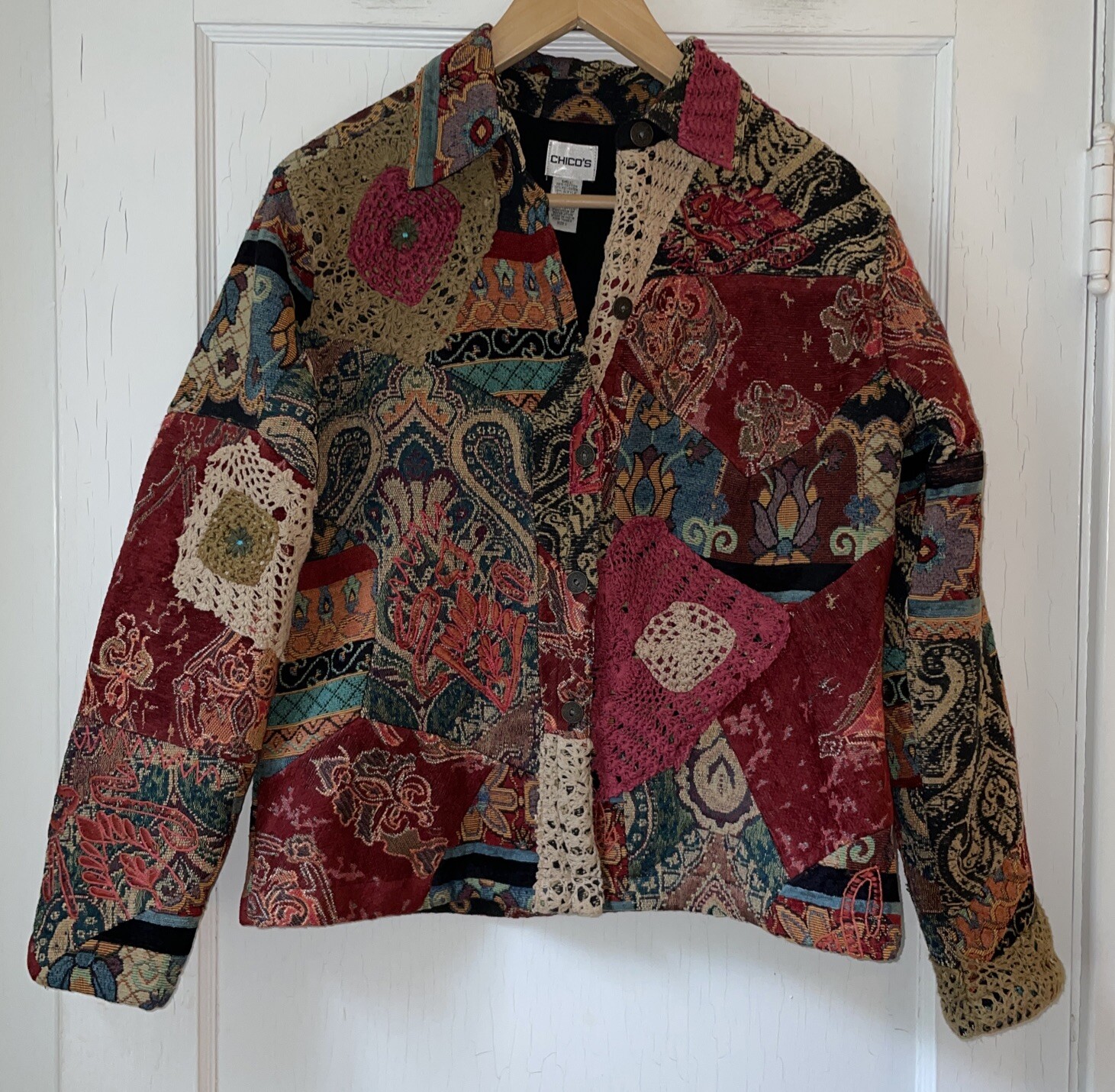 Chico's Shacket Jacket Patchwork Tapestry Paisley… - image 1