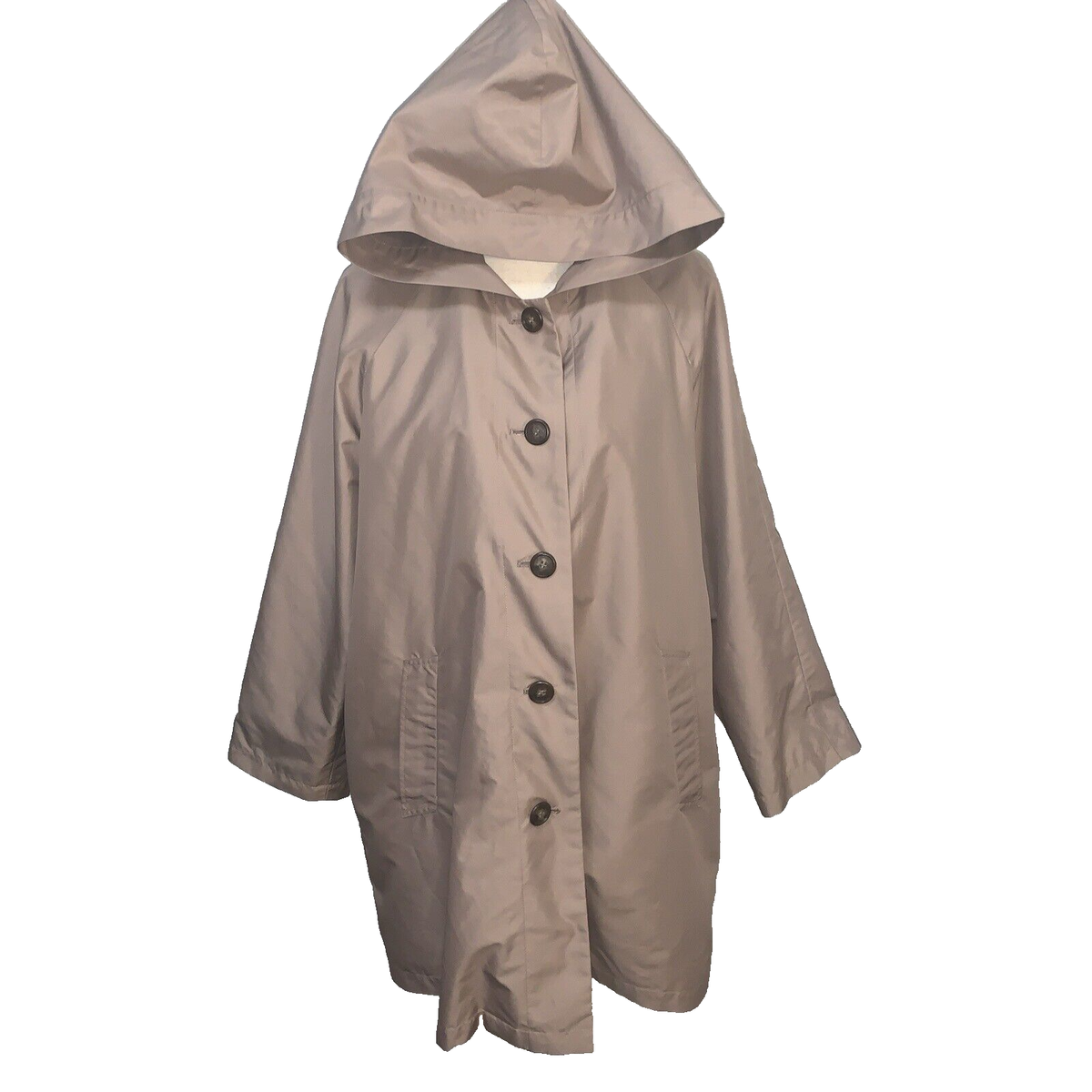 Love Body Womens Hooded Raincoat Tan Removable Lining Size XL #PB