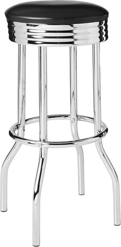 Crown Mark 3905Set Retro 3pc Bar Set w/ 2 stools Black and Chrome - Picture 4 of 6