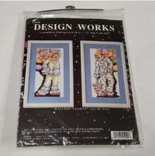 Design Works Balloon Clowns Cross Stitch Kit Set of 2 New
