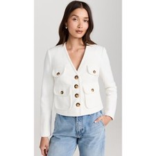 Veronica Beard Isola Stretch Cotton Blazer Jacket Off White Size 6 US 8 US NWT