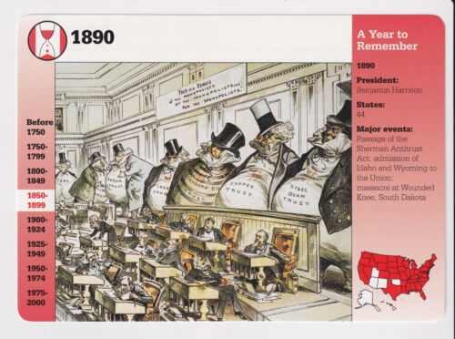 1890 Sherman Antitrust Act 1889 History 1996 GROLIER STORY OF AMERICA CARD - 第 1/1 張圖片