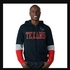 New Official NFL Houston Texans G-III Mens Color Block Full Zip Hoodie