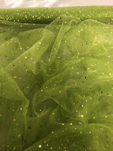 1mtr lime green sequin hologram organza fabric 58”wide..voile,wedding,bridal etc - Picture 3 of 4