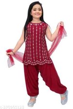 Indian Traditional Kids New stylish Mirror Embroidery Patiyala set For Girls