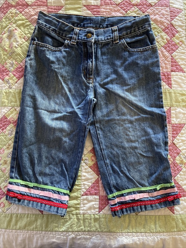 Gymboree Watermelon Picnic Denim Ribbon Clamdigger Capri Pant 9