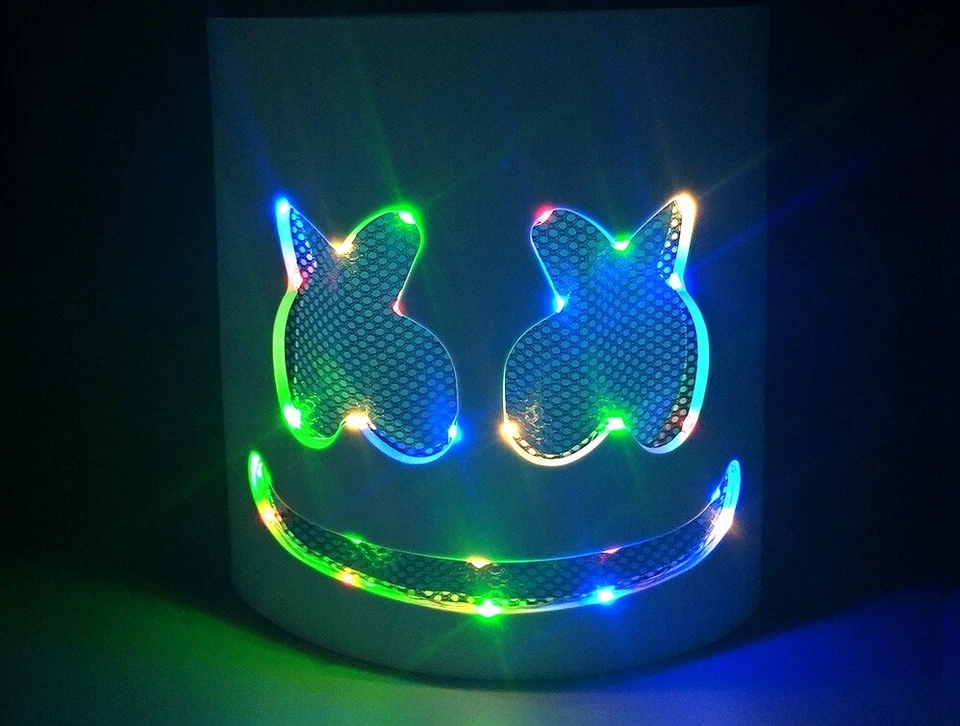 DJ MarshMello Sonrisa Arco Iris Máscara LED EVA Espuma Casco EDC Halloween Disfraz Fiesta Foto 2 de 4