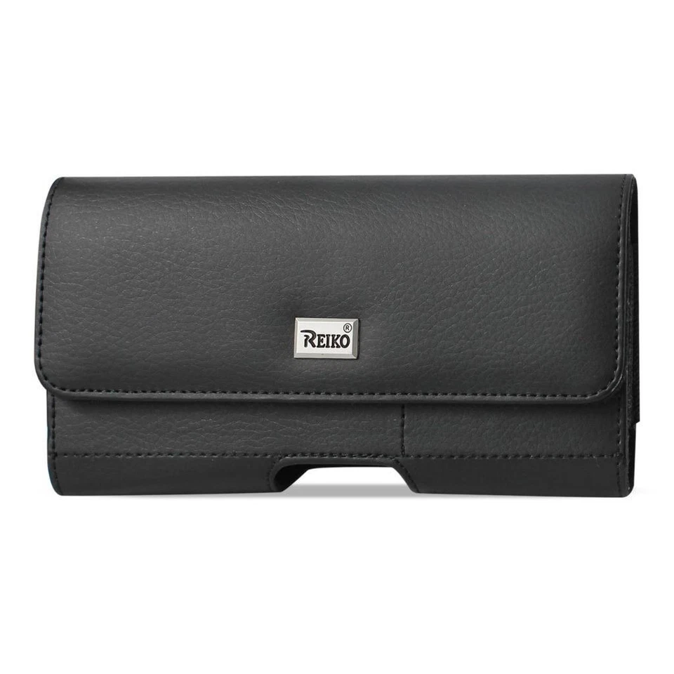 Reiko Black Leather Pouch Card Holder Belt Clip For IPhone with Otterbox Case ON - Image 3 of 4