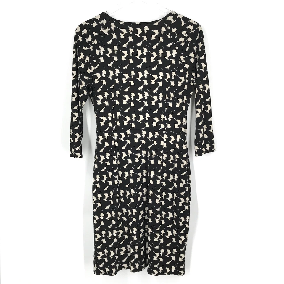 Vestido para mujer Ann Taylor MP PM Petite mediano negro manga larga imitación envoltura pulóver Foto 2 de 4