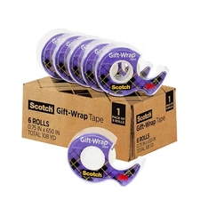 SCOTCH/3M GIFT WRAP TAPE 6 ROLL PACK .75" X 650" EACH BRAND NEW