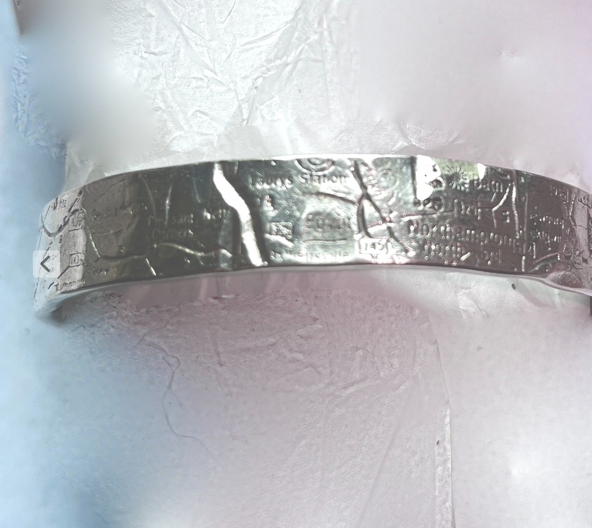 Vass Ludacer 925 Map Bracelet Vintage Sterling Silver Bangle 