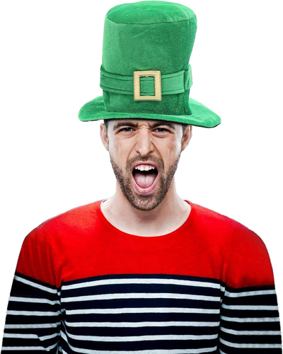 St. Patrick'S Green Velvet Top Hat with Shamrock, Party Favor, and Tree Topper A - Picture 4 of 12