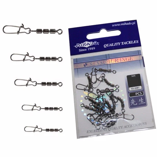 10 x ROLLING WIRBEL MIT KARABINER, TREBLE SWIVELS WITH SNAP, DREIFACHWIRBEL, NEU