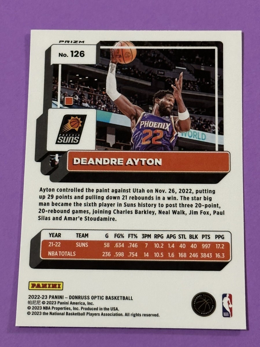 2022-23 Panini Donruss Optic Deandre Ayton Purple Prizm #126