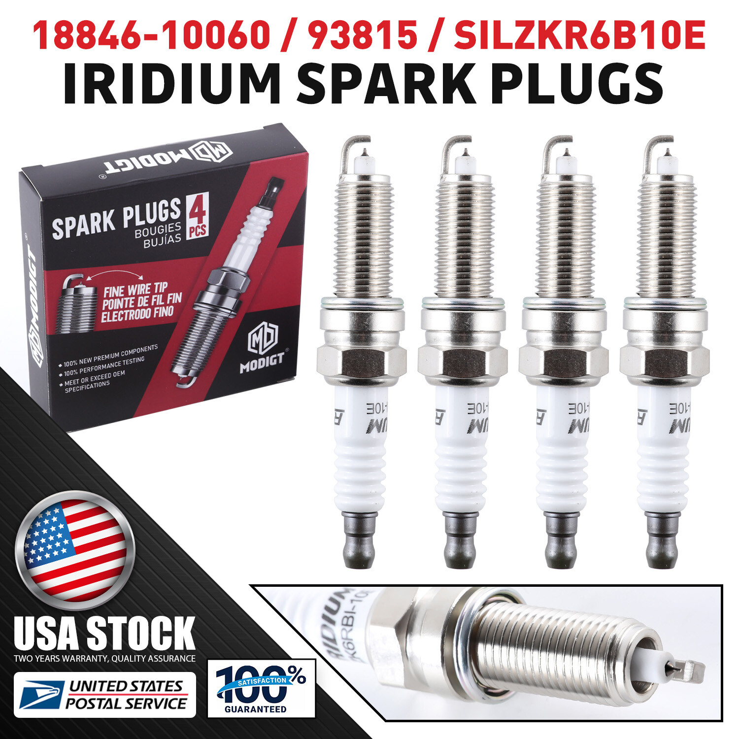4X 93815 18846-10060 SILZKR6B10E Spark Plugs For Hyundai ACCENT KIA RIO SOUL OEM