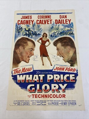 1952 WHAT PRICE GLORY ORIGINAL 27x41 ONE SHEET MOVIE POSTER JOHN FORD CAGNEY WAR