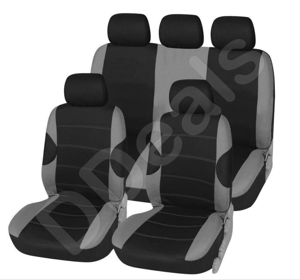 Black Grey Racing Car Seat Covers Cover Front Rear Full Set For Skoda