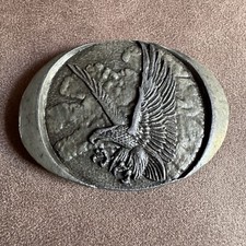 VINTAGE 1982 INDIANA METAL CRAFT PEWTER FLYING EAGLE BELT BUCKLE